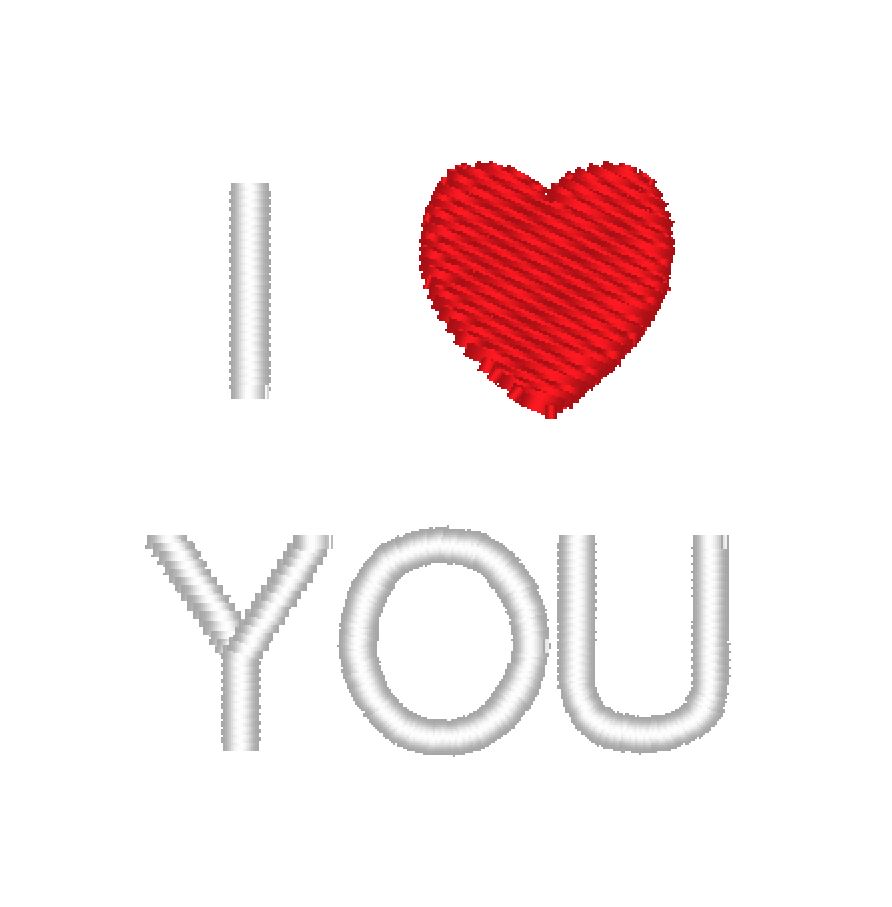 Stickmotiv I LOVE YOU mit Wunschtext individuell personalisierte Bestickung