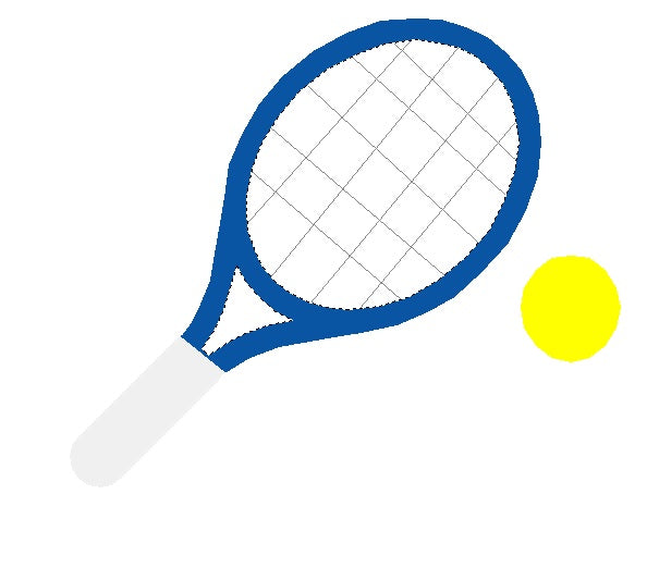 Stickmotiv Tennisschläger / Tennis-Ball mit Wunschtext individuell personalisierte Bestickung