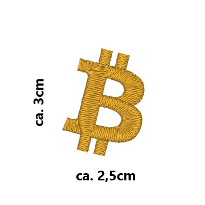 Stickmotiv Bitcoin / BTC mit Wunschtext individuell personalisierte Bestickung