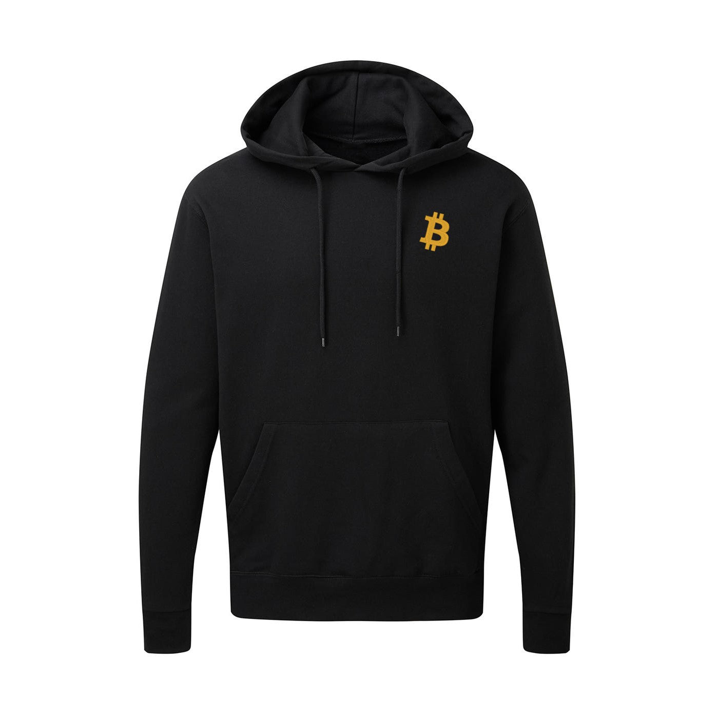 Hoodie mit Bitcoin und Zusatztext bestickt