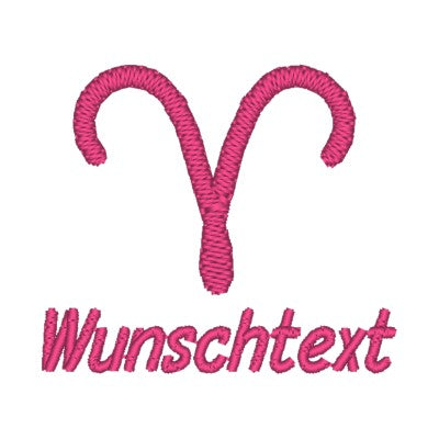 Stickmotiv Sternzeichen Widder-Sign mit Wunschtext individuell personalisierte Bestickung