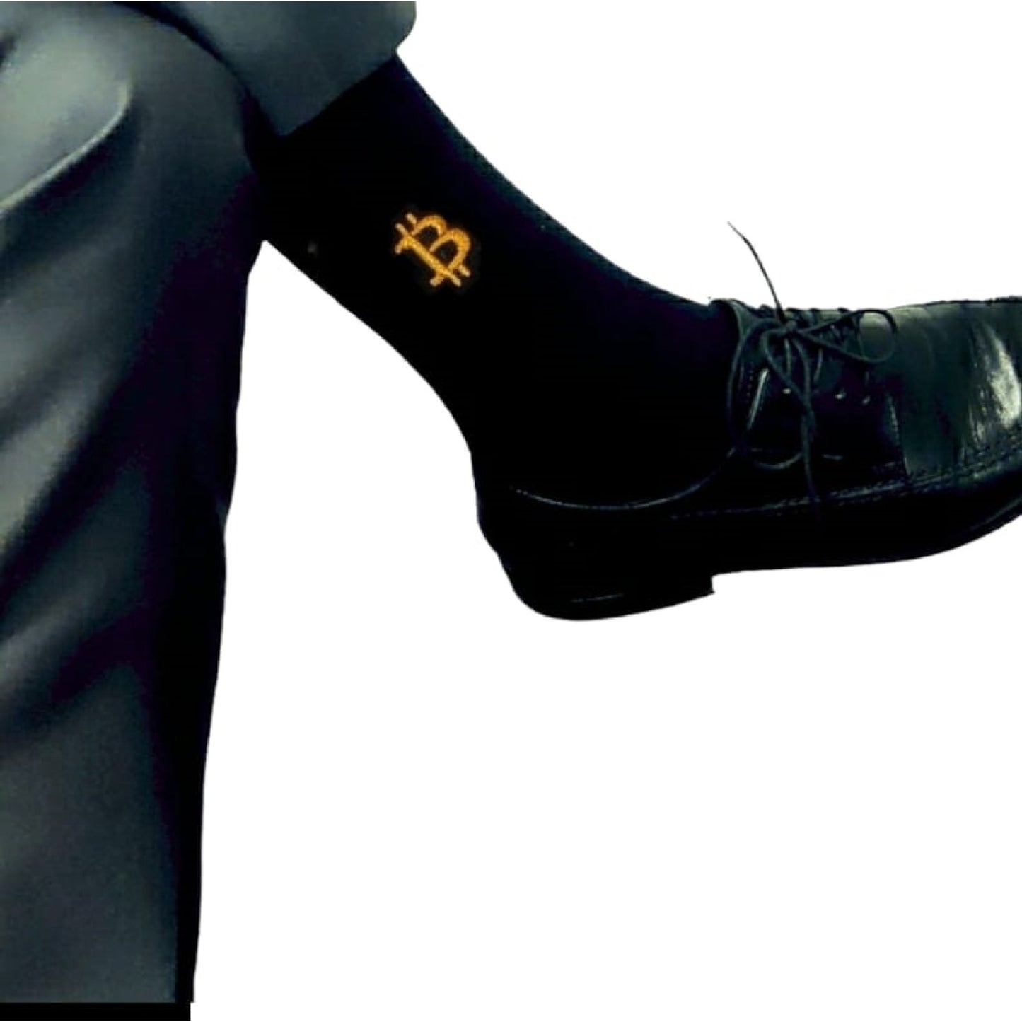 Business-Socken mit Bitcoin-Logo und Wunschtext